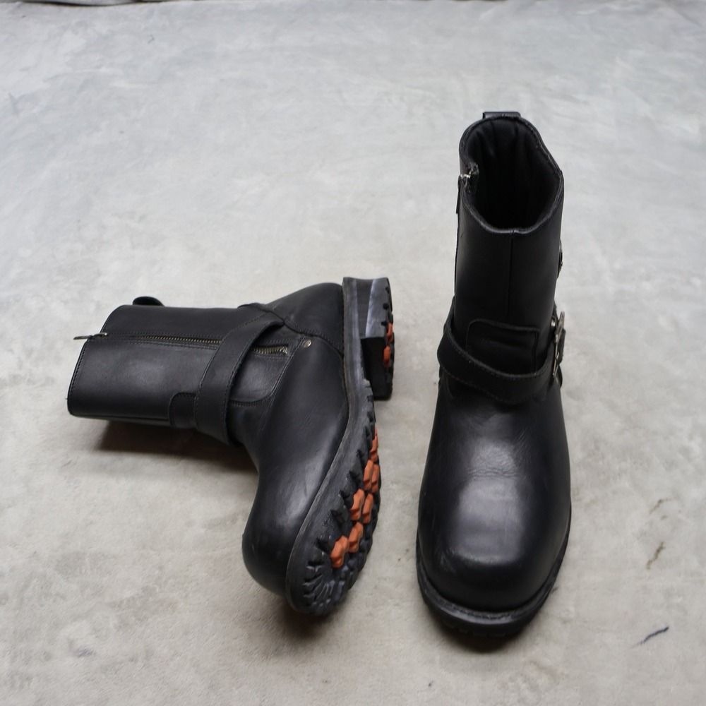 Milwaukee Leather Men 12 Biker Boots Black Classic Engineer Moto Side Zip Buckle
